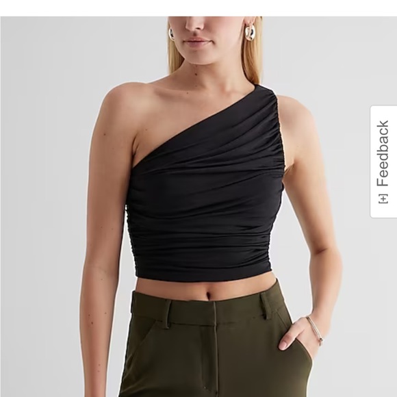 Express Body Contour Compression Ruched One Shoulder Tank - Picture 2 of 3